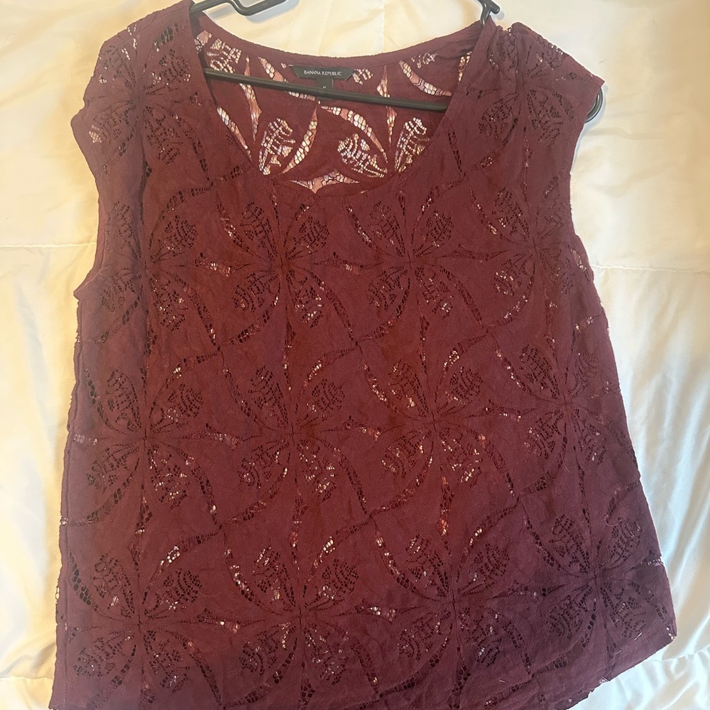 Banana Republic Lace Blouse - Deep Red